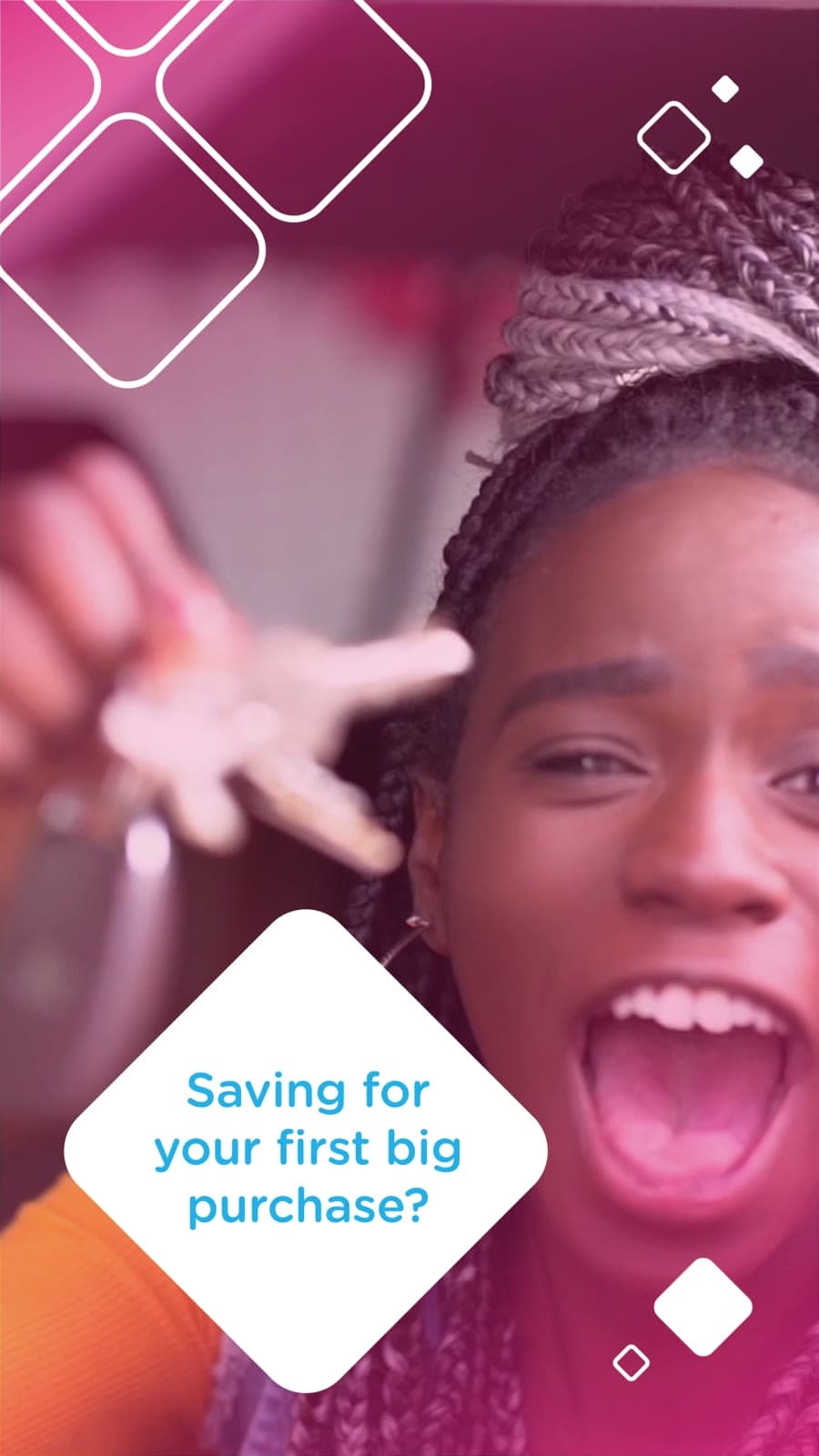 Paid social ad — saving for your first big purchase