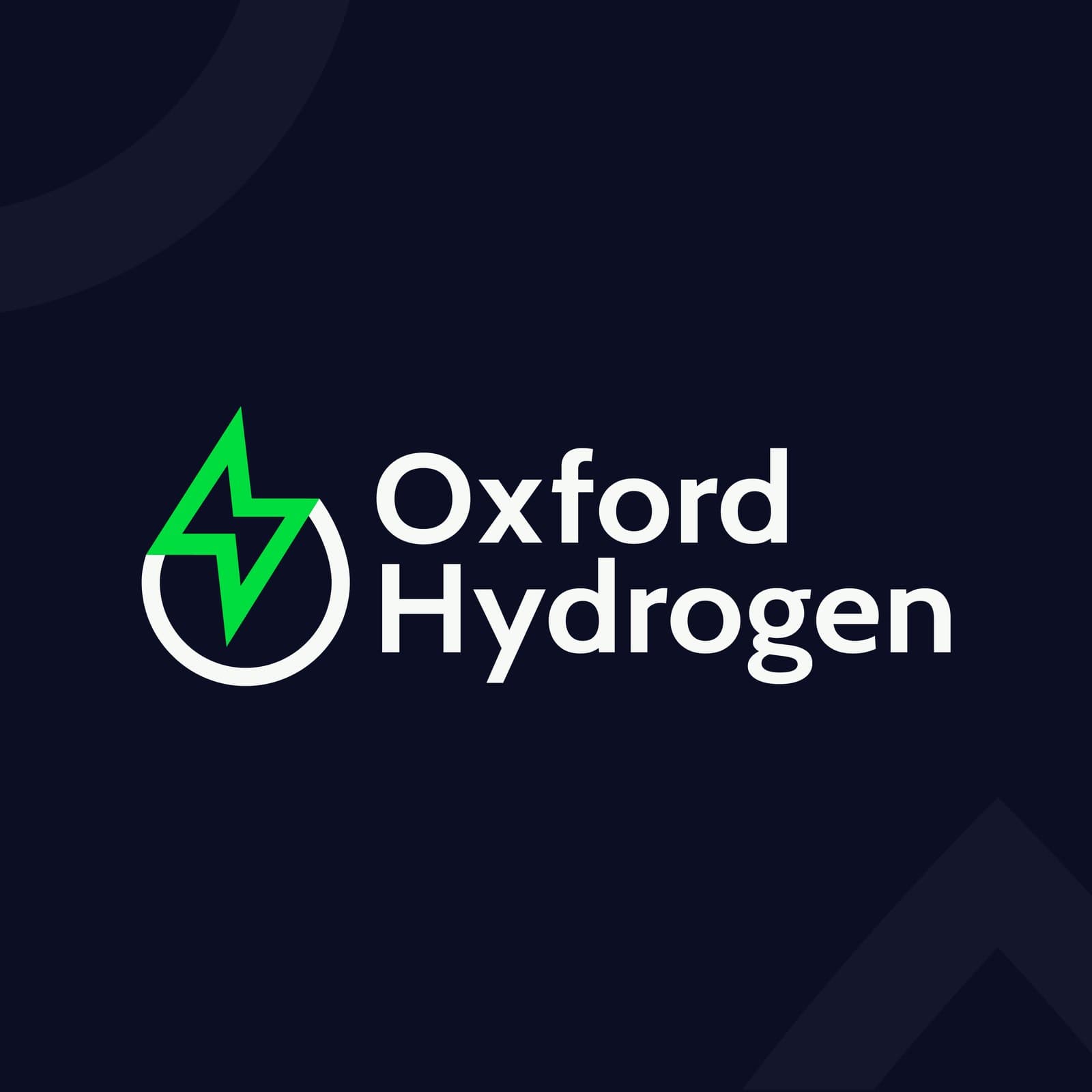 Launch graphic: the Oxford Hydrogen logo on its own, on navy