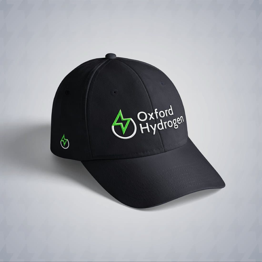 The Oxford Hydrogen logo embroidered on a black cap